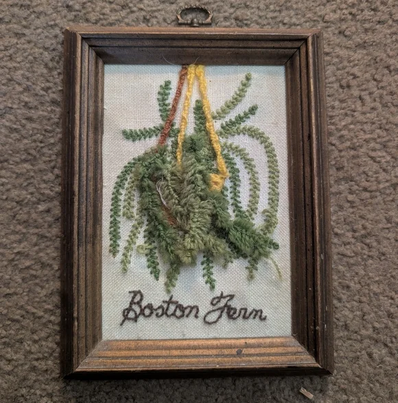 Frame Denim Green and Yellow Textile Botanical Wall Hanging - Picture 1 of 5